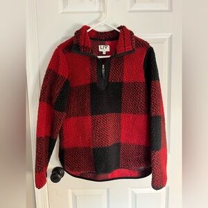 LIV Red & Black Plaid Quarter Zip Fleece Pullover – Women’s Medium